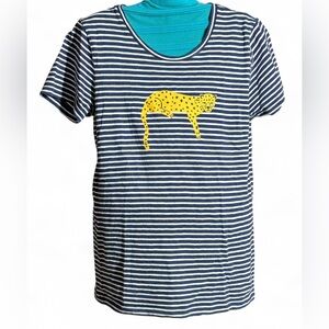J Crew Factory Women's Striped Cheetah Collectors T Shirt Sz XS